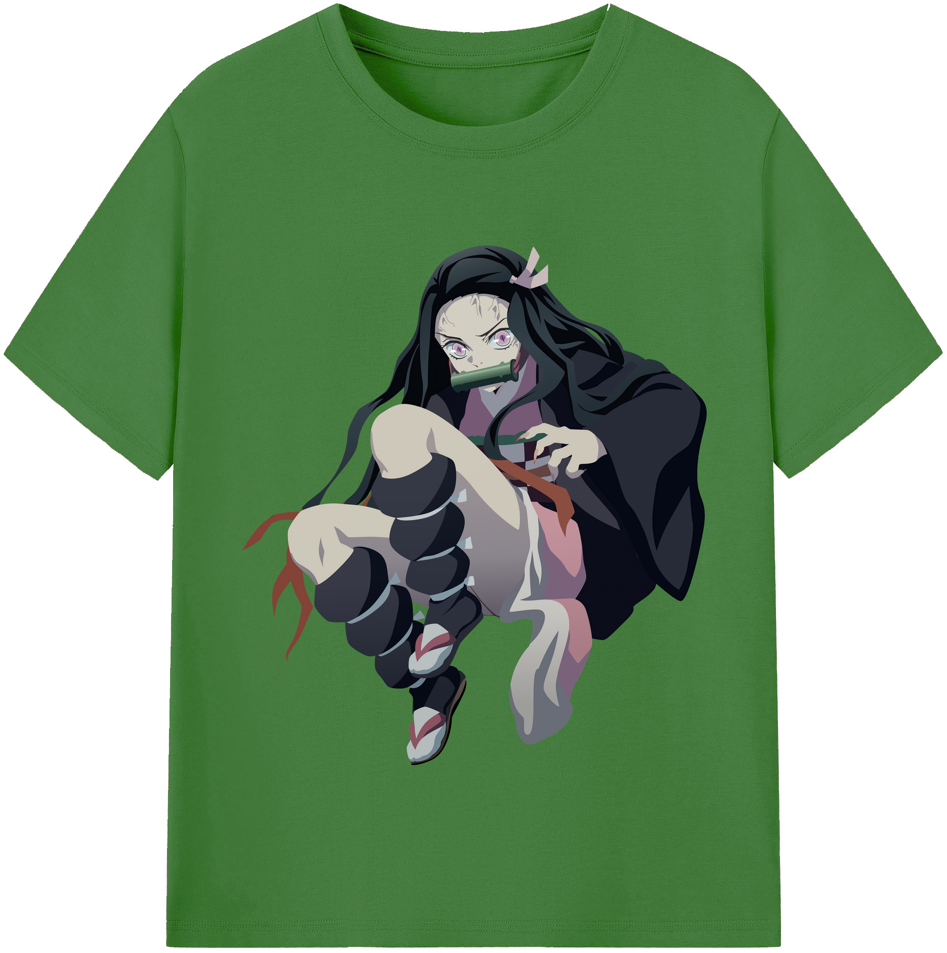 （画像用） 鬼滅の刃（きめつのやいば）竈門 禰󠄀豆子／かまど ねずこ Kamado Nezuko レディースカジュアルプリントTシャツ（綿100％）